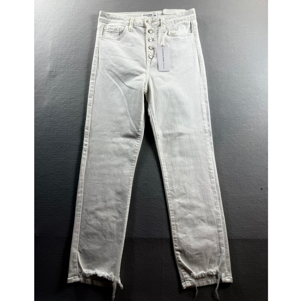 Just Black Denim Jeans Womens 29 White High Rise Button Fly Raw Hem 29x28